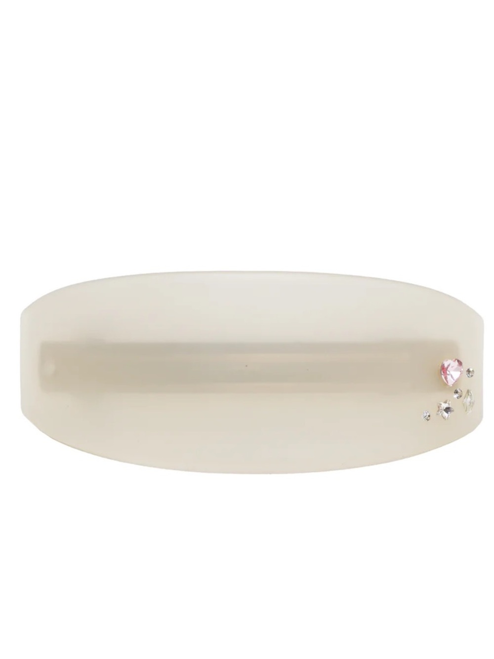 Emi Jay Cream Oval Hair Barrette with Pink and Clear Crystals